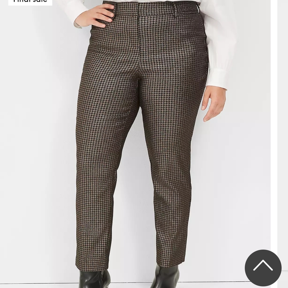 Lane Bryant Size 22 Black and Metallic Bronze Houndstooth Pants Dark Academia